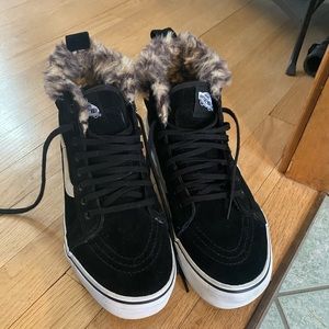 Vans Sk8-HI Platform MTE Black and Leopard Fur